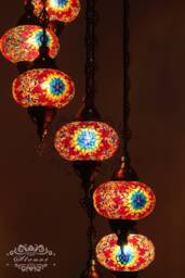 7 - Ball Turkish Water Drop Style Mosaic Chandelier With Large Globes - thumbnail 1