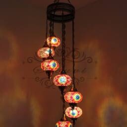 7 - Ball Turkish Water Drop Style Mosaic Chandelier With Large Globes - thumbnail 2