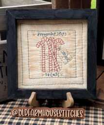Peppermint Sticks Primitive Stitchery Framed Print - thumbnail 1