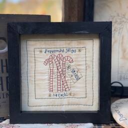 Peppermint Sticks Primitive Stitchery Framed Print - thumbnail 2