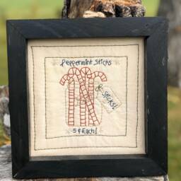 Peppermint Sticks Primitive Stitchery Framed Print - thumbnail 3