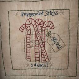 Peppermint Sticks Primitive Stitchery Framed Print - thumbnail 4