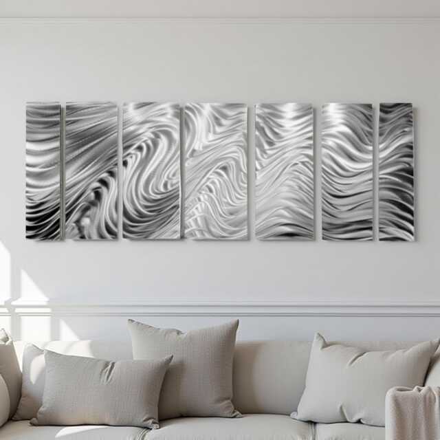 Abstract Metal Wall Art, Silver Sculpture, Jon Allen, Hypnotic Sands 5P - image 1