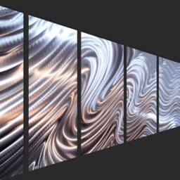 Abstract Metal Wall Art, Silver Sculpture, Jon Allen, Hypnotic Sands 5P - thumbnail 3