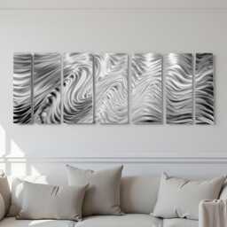 Abstract Metal Wall Art, Silver Sculpture, Jon Allen, Hypnotic Sands 5P - thumbnail 1