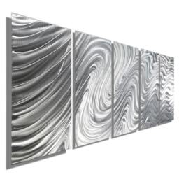 Abstract Metal Wall Art, Silver Sculpture, Jon Allen, Hypnotic Sands 5P - thumbnail 2
