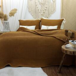 Waffle Cotton Bed Cover, Queen Or King Size Bedspread, Soft Throw - thumbnail 2