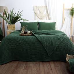 Waffle Cotton Bed Cover, Queen Or King Size Bedspread, Soft Throw - thumbnail 4