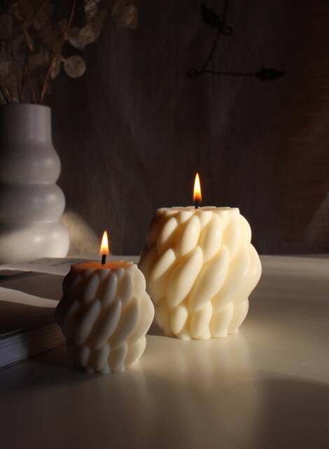 Rope Candle, Decorative Candles For Home Decor, Swirl Spiral Knitted Minimalist Decoration, Gift Candle - image 1