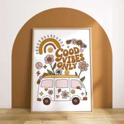 Good Vibes Only Print - Boho Nursery Groovy Girls Bedroom Teenage Unframed - thumbnail 1