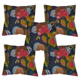 Handmade Kantha Beautiful Fruit Print Cushion Cover Cotton Ethnic Indian Hand Stitched Quilted Kantha Cushion Designer Pillow Covers Throw - thumbnail 1