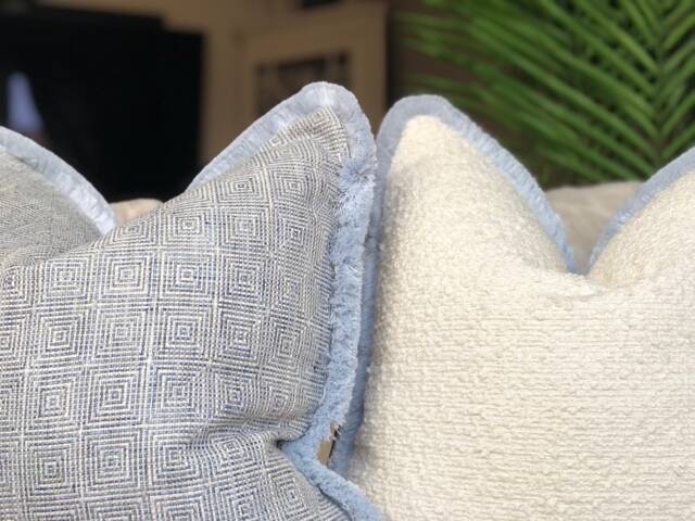 Warwick - New England Cape Cod Blue Cushion Cover Luxury Fringed Pillow Covers Costal, Beach House Decor - image 1