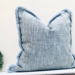 Warwick - New England Cape Cod Blue Cushion Cover Luxury Fringed Pillow Covers Costal, Beach House Decor - thumbnail 2