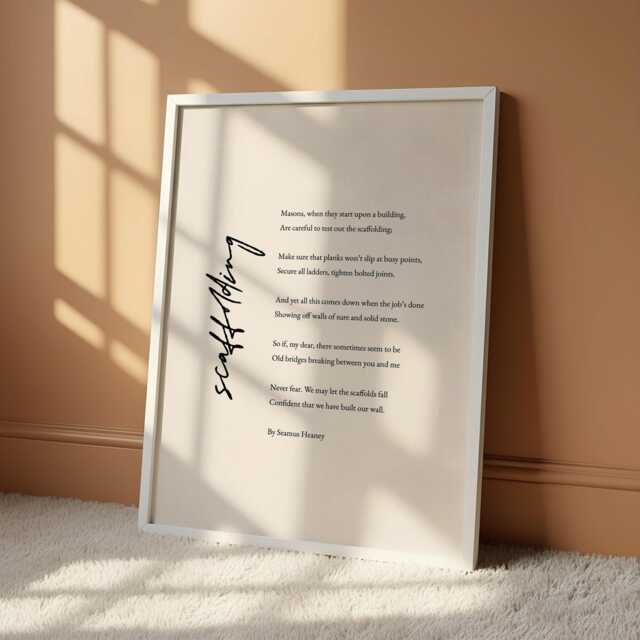 Scaffolding Poem Print By Seamus Heaney - Literary Love Wall Art Wedding Reading Gift Anniversary Decor Relationship - image 1