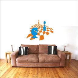 Chess Board & Pieces Vinyl Wall Decal Knight King Pawn Endgame Composition Sticker Home Decor Art Interior Design - thumbnail 3