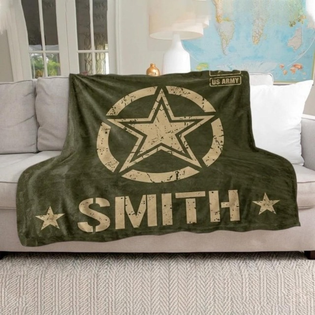 Personalized Firefighter Blanket, Custom Name Army Dad Throw Father's Day Gift - image 1