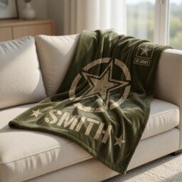 Personalized Firefighter Blanket, Custom Name Army Dad Throw Father's Day Gift - thumbnail 4
