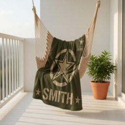 Personalized Firefighter Blanket, Custom Name Army Dad Throw Father's Day Gift - thumbnail 3