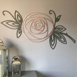 Rose Flower Wall Decal Wooden Sign, Decorative Motif