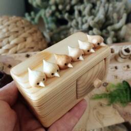 Miniature Chest Of Drawers With Flock Birds, Jewlery Box, Wood Carving, Sculpture Personalized Box - thumbnail 2