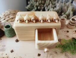 Miniature Chest Of Drawers With Flock Birds, Jewlery Box, Wood Carving, Sculpture Personalized Box - thumbnail 1