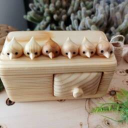 Miniature Chest Of Drawers With Flock Birds, Jewlery Box, Wood Carving, Sculpture Personalized Box - thumbnail 3