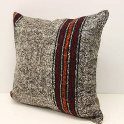 Handmade Kilim Pillow Cover - 16x16 Inch - Boho Retro Home Decor - thumbnail 3