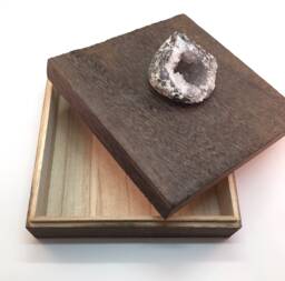 Natural Druzy Geode Wooden Box, Feather Wood Grain, Desk Organizer