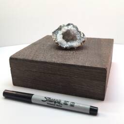 Natural Druzy Geode Wooden Box, Feather Wood Grain, Desk Organizer - thumbnail 2