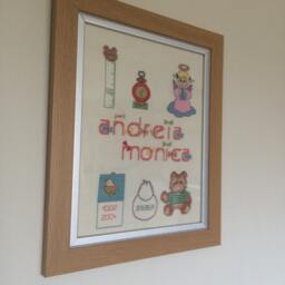 Cross Stitch , Picture Frame Kids Gift Room Decoration Unique Home Decor Handmade Item - thumbnail 3