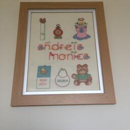 Cross Stitch , Picture Frame Kids Gift Room Decoration Unique Home Decor Handmade Item - thumbnail 2