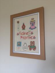 Cross Stitch , Picture Frame Kids Gift Room Decoration Unique Home Decor Handmade Item - thumbnail 1