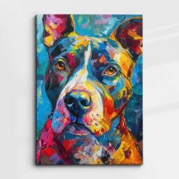 American Pit Bull Terrier Colorful Abstract Modern Painting Wall Art, Framed Canvas Poster Print Home Kitchen Office Room Decor Pet Dog Gift - thumbnail 3