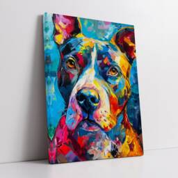 American Pit Bull Terrier Colorful Abstract Modern Painting Wall Art, Framed Canvas Poster Print Home Kitchen Office Room Decor Pet Dog Gift - thumbnail 2