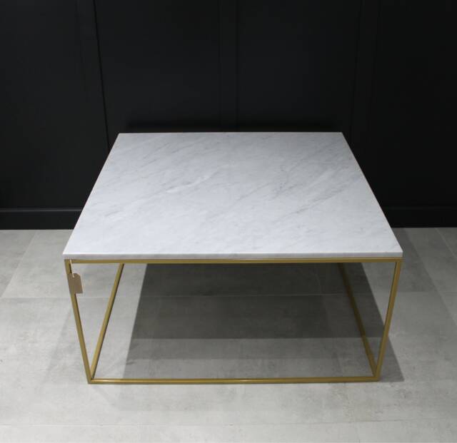 Marble Mild Steel Framed Gold Powder Coated Coffee Table Carrara - image 1