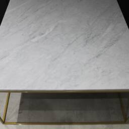 Marble Mild Steel Framed Gold Powder Coated Coffee Table Carrara - thumbnail 3