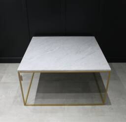 Marble Mild Steel Framed Gold Powder Coated Coffee Table Carrara - thumbnail 1