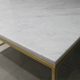 Marble Mild Steel Framed Gold Powder Coated Coffee Table Carrara - thumbnail 4