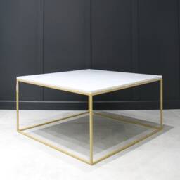Marble Mild Steel Framed Gold Powder Coated Coffee Table Carrara - thumbnail 2
