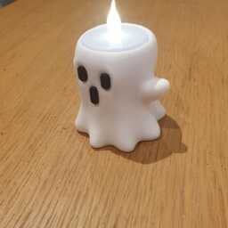 Floating Flame Ghost Tealight Holder - Whimsical 3D Printed Decor - thumbnail 2