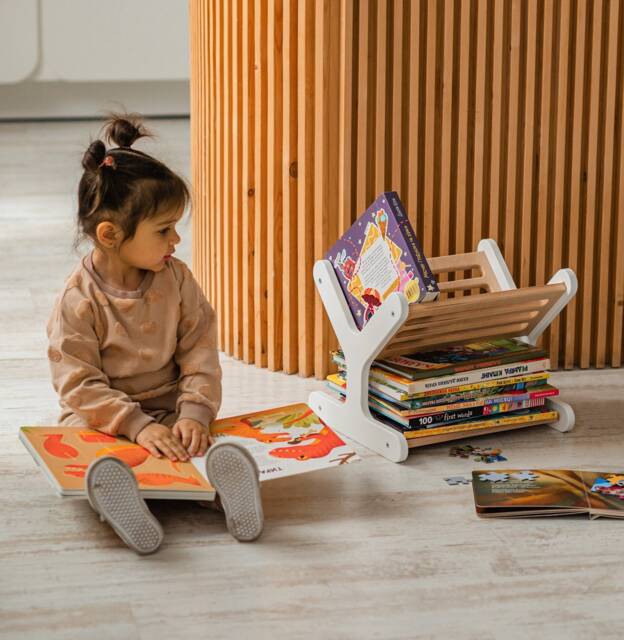 Montessori Storage Bookshelf For Kids Room, Wooden Toy & Book Organizer Shelf, Bookcase Reading Corner - image 1