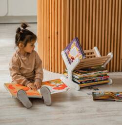 Montessori Storage Bookshelf For Kids Room, Wooden Toy & Book Organizer Shelf, Bookcase Reading Corner