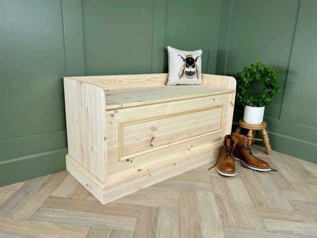 Solid Wood 3Ft/915mm Wide Storage Bench - Hallway Shoe Bench, Window Seat - image 1