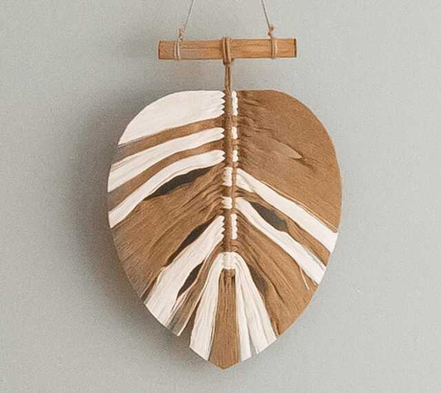 Monstera Leaves Wall Art, Leaf Hanging, Bohemian Macrame Farmhouse Home Decor, New House Gift, Boho Tapestry L41 - image 1