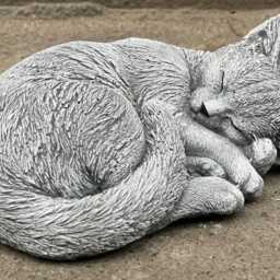 Concrete Curled Cat Statue Stone Animal Figurine Garden Cement Sculpture Outdoor Memorial Pet Ornament Handmade Decor Animal Lover Gift - thumbnail 3