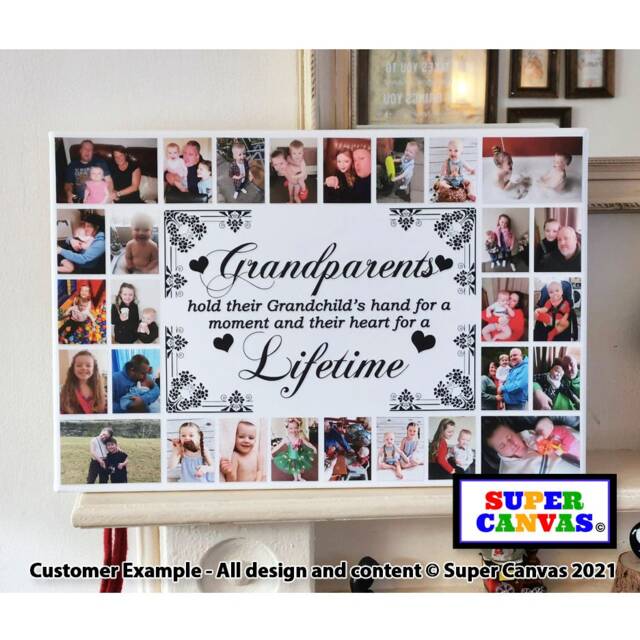 Grandparents Personalised Family Framed Photo Picture Collage Canvas Print Handmade Nan Grandad Grandma Nana Birthday Christmas Gift - image 1