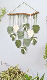 Macrame Leaf Wall Hanging Boho Tropical Home Decor - thumbnail 1