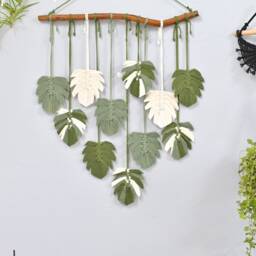 Macrame Leaf Wall Hanging Boho Tropical Home Decor - thumbnail 3