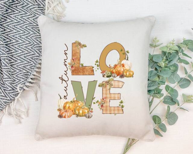 Autumn Love Pumpkin Cushion, Fall Home Decor - image 1