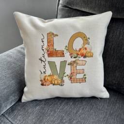 Autumn Love Pumpkin Cushion, Fall Home Decor - thumbnail 4